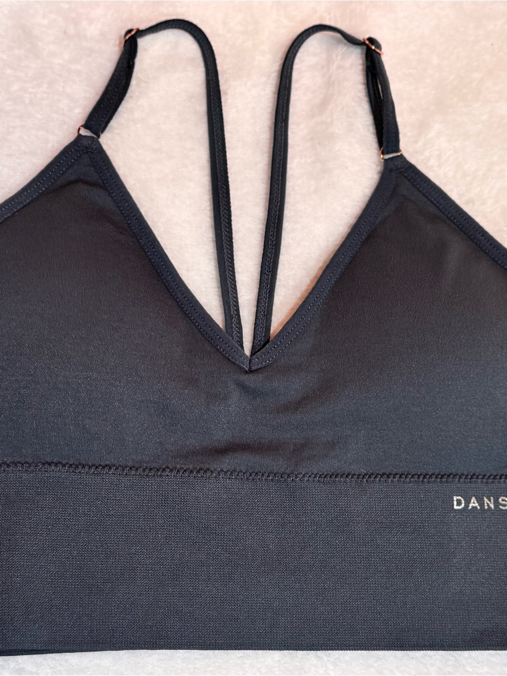 Danskin Black V-Neck Double-Strap Sports Bralette